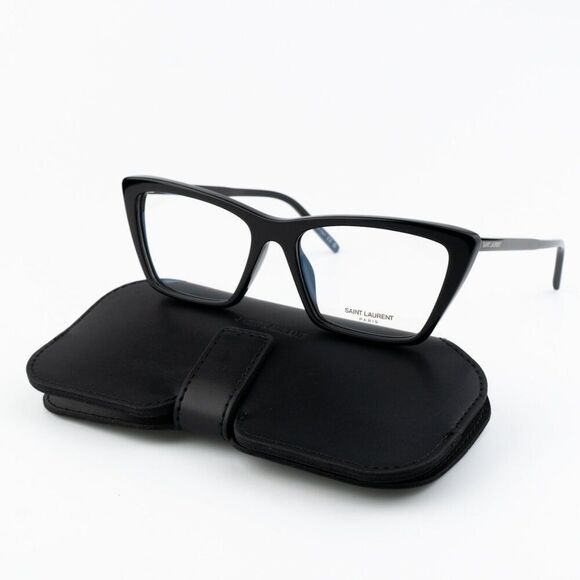 NEW Saint Laurent SL737 Mica Thin OPT 001 Black Cat Eye Unisex Eyeglasses - Picture 2 of 11